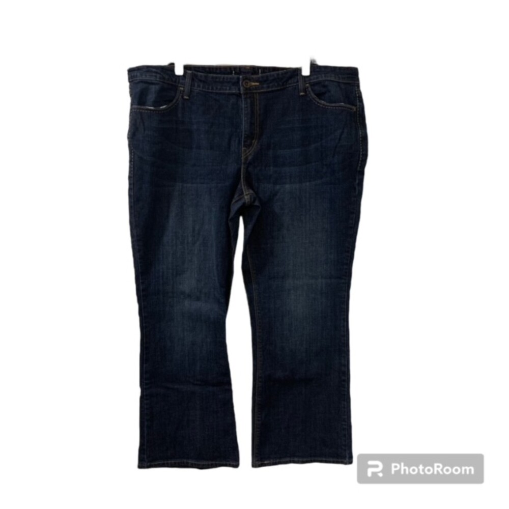 Levi Strauss & Co. Blue Dark Washed Mid Rise Cropped Denim Jeans Size W44 Inches